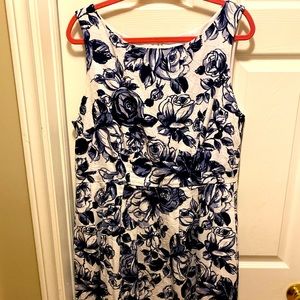 Talbots White/Blue floral dress